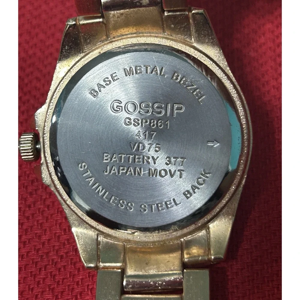 Gossip Day Date Crystal Accent Rose Gold Tone Watch New Battery